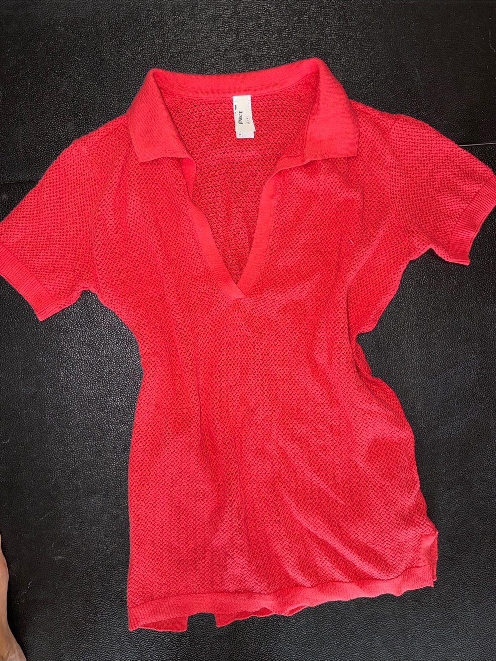 Pact Bright Red Mesh Polo dress